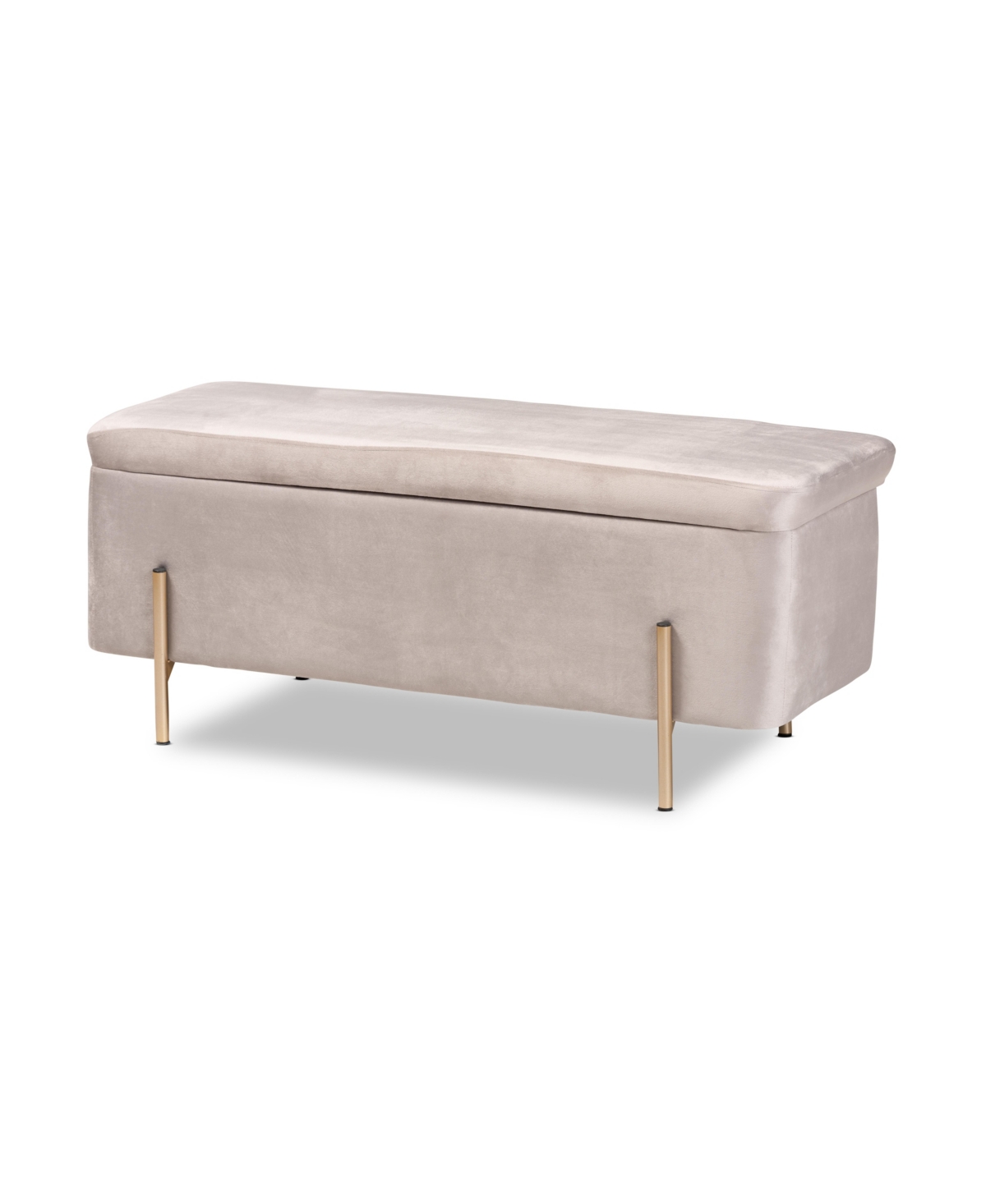 Baxton Studio Rockwell Contemporary Glam And Luxe Velvet Fabric Upholstered And Finished Metal Storage Bench In Gray,gold