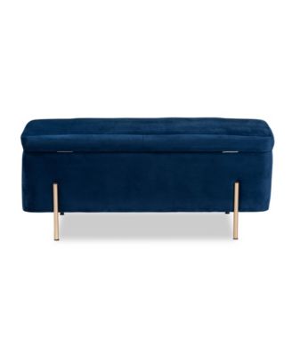 Rockwell Contemporary Glam and Luxe Velvet Fabric Upholstered and Finished Metal Storage Bench