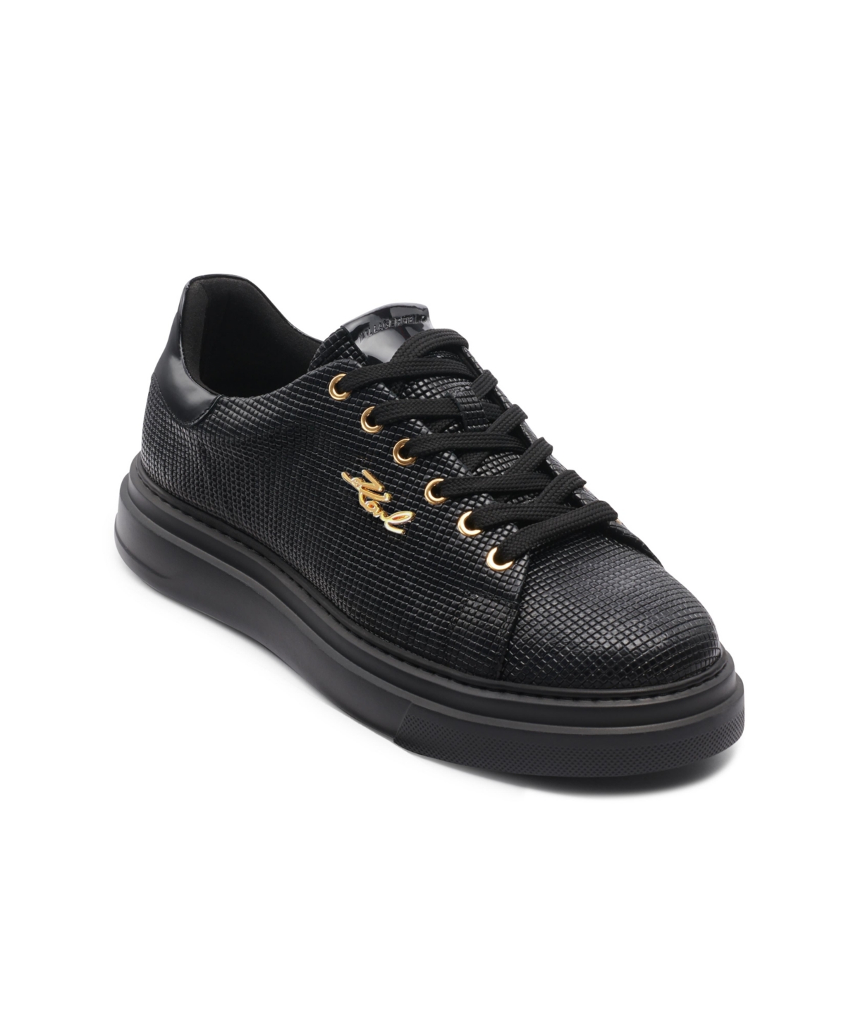 Karl Lagerfeld Men's White Label Textured Leather Karl Pin Sneakers In Black