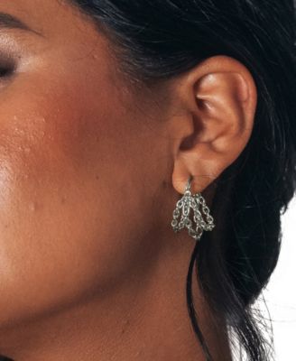 14K Gold Plated or Rhodium Plated Triple Chain Tenly Hoops Earrings