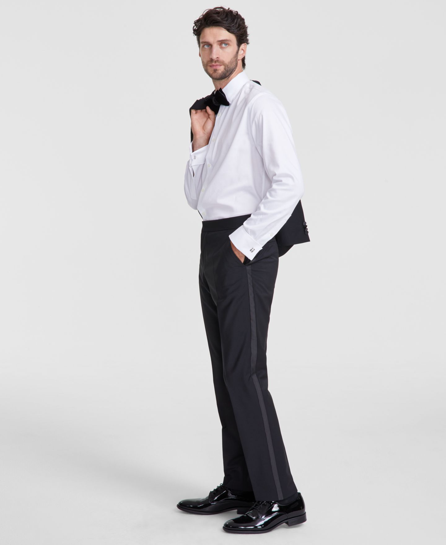 Мужские брюки Hugo Boss Modern-Fit Wool Blend Super Flex Stretch Tuxedo Pant, цвет: Чёрный — фото 2