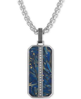 Esquire Men's Jewelry Diamond Vertical Line Dog Tag 22