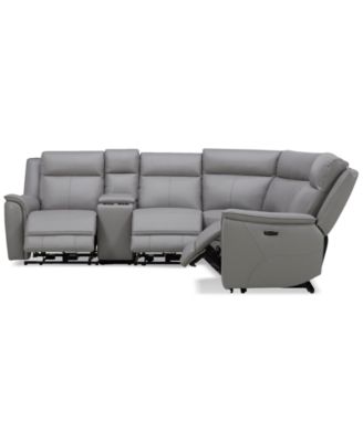 Addyson 117" 5-Pc. Leather Sectional with 3 Zero Gravity Recliners with Power Headrests, Created for Macy's