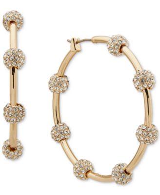KARL LAGERFELD PARIS - Crystal Pav&eacute; Sphere Medium Hoop Earrings