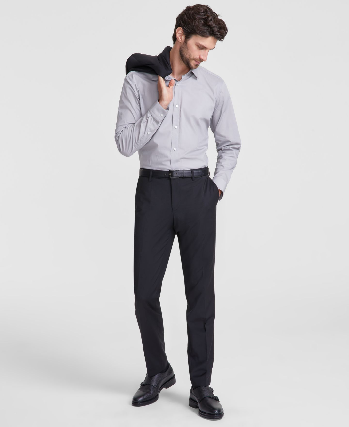 Мужские брюки Hugo Boss Slim-Fit Superflex Stretch Solid Suit, цвет: Чёрный — фото 2