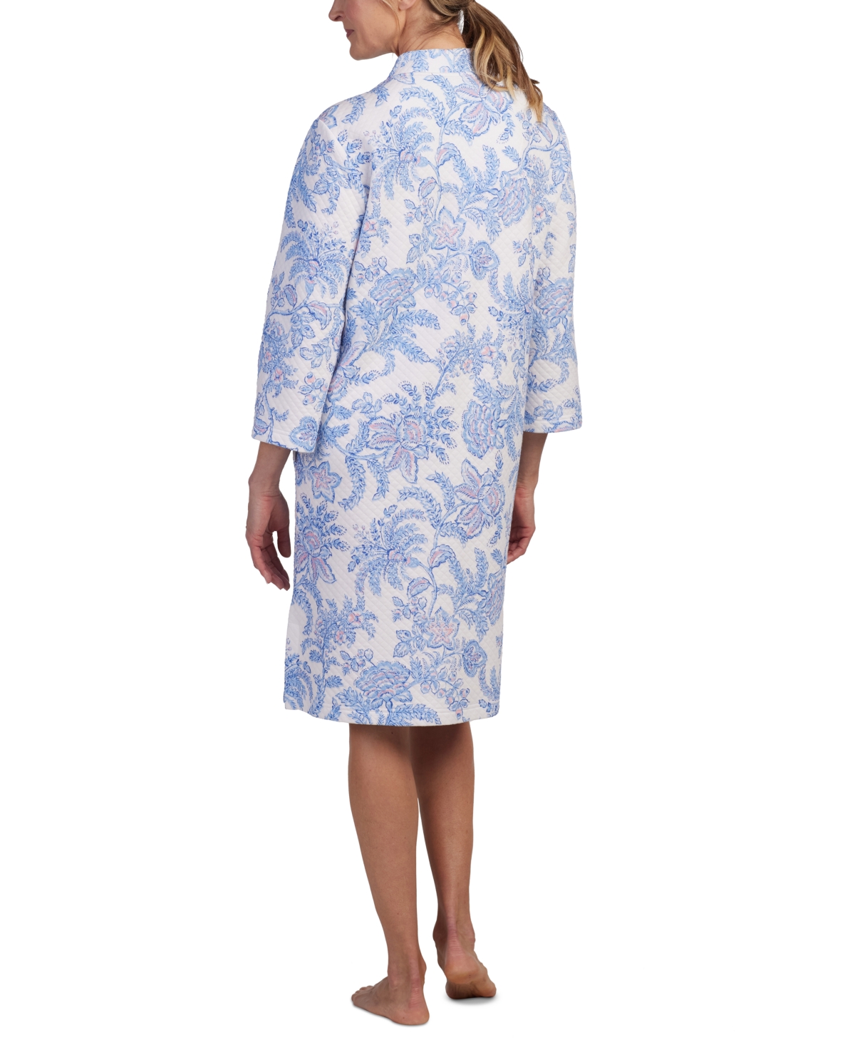 Miss Elaine Women's Quilted Floral Snap-Front Robe