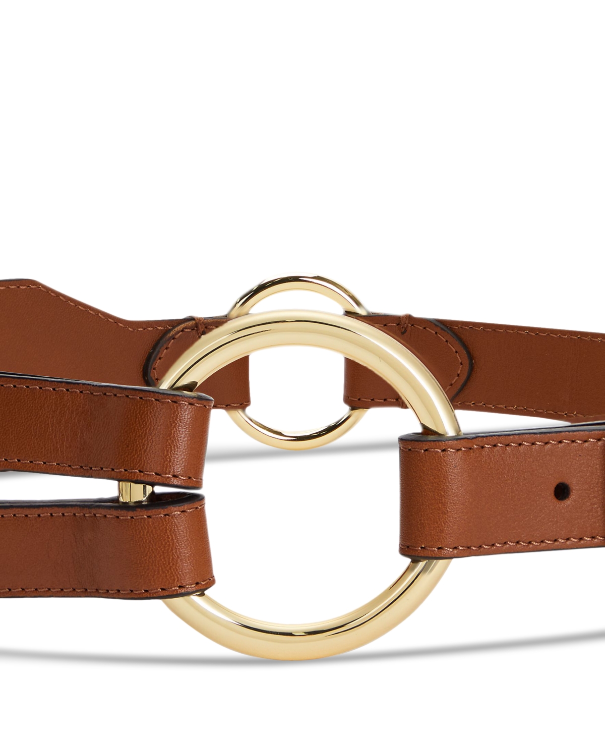 Lauren Ralph Women's Tri-Strap O-Ring Leather Belt