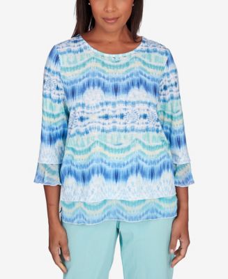 Alfred Dunner Petite Hyannisport Tie Dye Top - Macy's