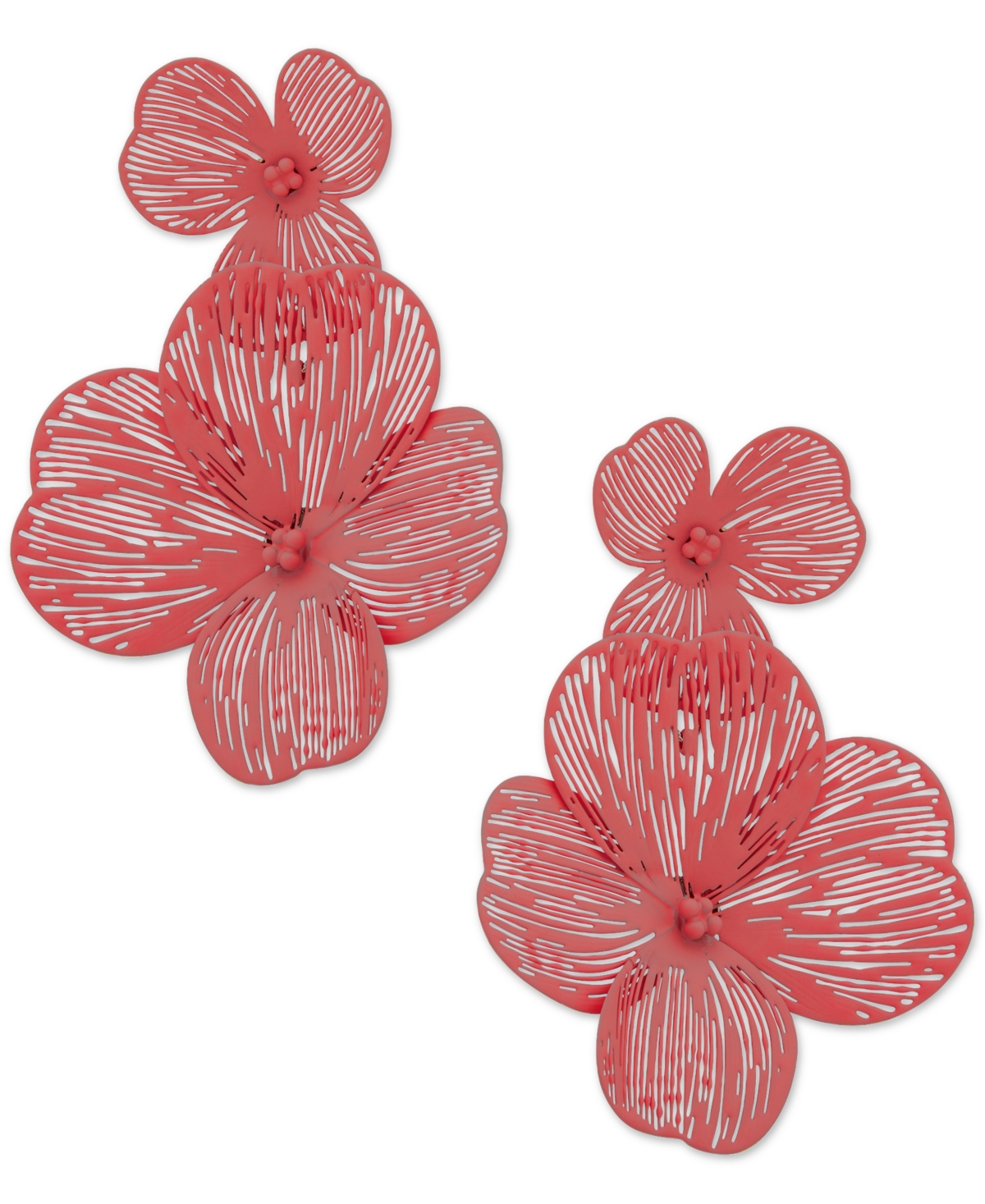 Shop Lonna & Lilly Gold-tone Openwork Flower Double Drop Earrings In Coral