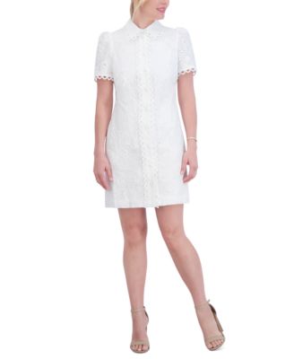 Eliza J Women s Eyelet Bead Embellished Shirtdress Macy s