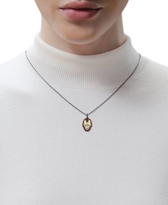 Marvel Garnet Ironman Mask 18" Pendant Necklace (5/8 ct. t.w.) in Gold-Plate & Black Rhodium-Plated Sterling Silver