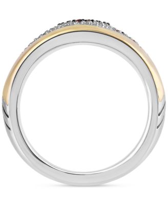 Marvel Garnet (3/4 ct. t.w.) & Diamond (1/10 ct. t.w.) Ironman Ring in Sterling Silver & Gold-Plate