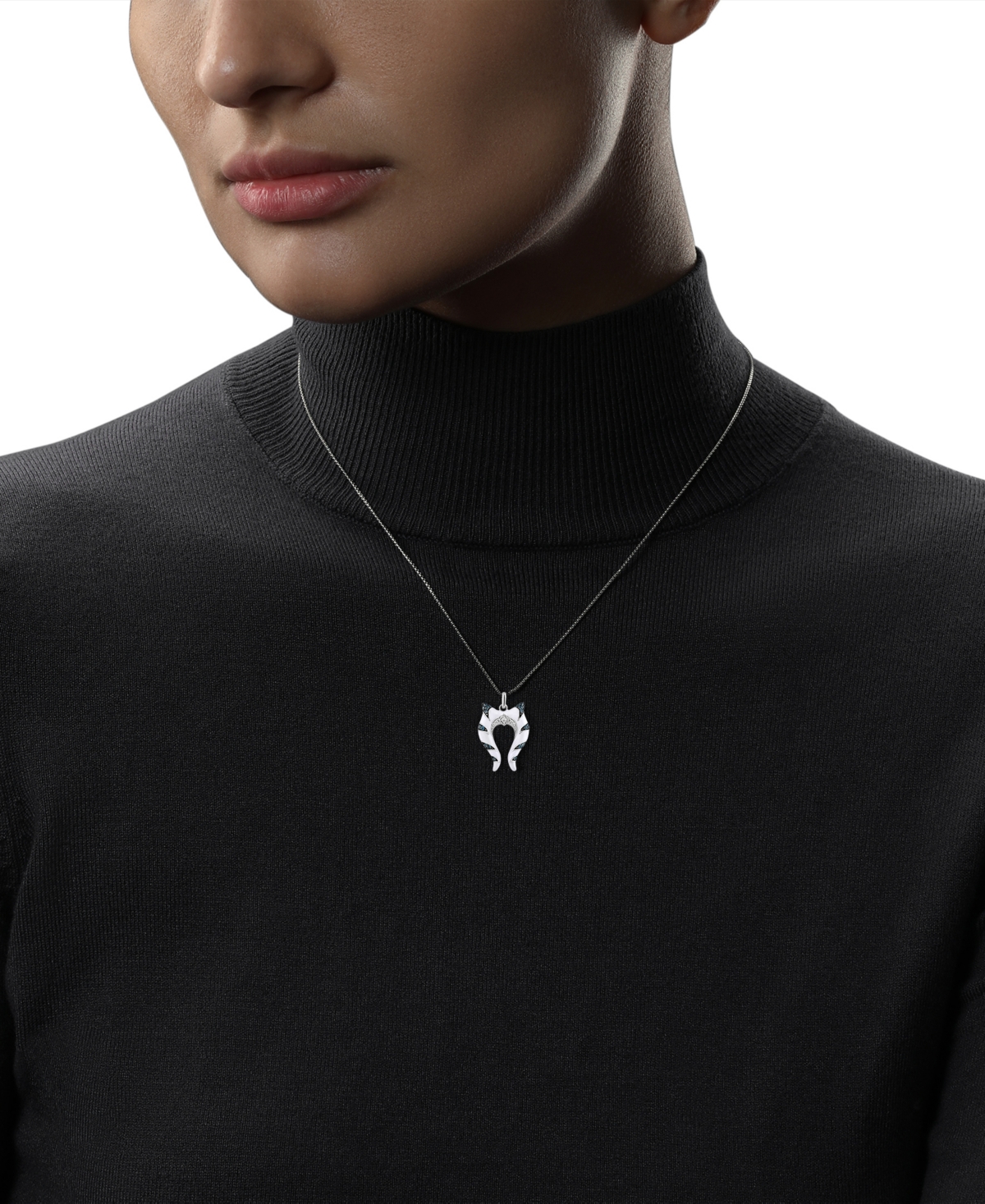 Wonder Fine Jewelry Star Wars  London Blue Topaz (1/5 Ct. T.w.) & Diamond Accent Enamel Ahsoka Star W In Sterling Silver