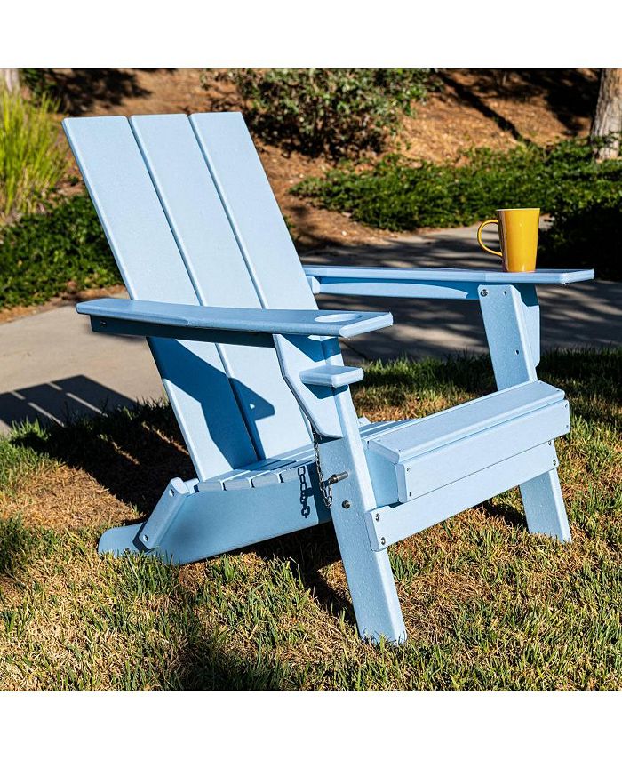ResinTEAK Folding Adirondack Chair with Cup Holder For Fire Pits, Patio
