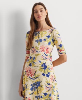 ワンピース Lauren by Ralph Lauren Floral Midi Dress Lauren Ralph Lauren Women's Floral Stretch Cotton Midi Dress