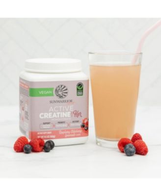 Active Creatine for HER, Monohydrate Powder Micronized PreWorkout Recovery Supplement for Women, Sunwarrior, Raspberry Lemonade Flavor, 50 Servings