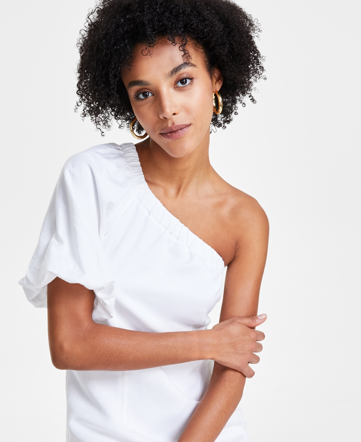 Shop Bar Iii Women's One-shoulder Mini Dress, Created For Macy's In Bright White