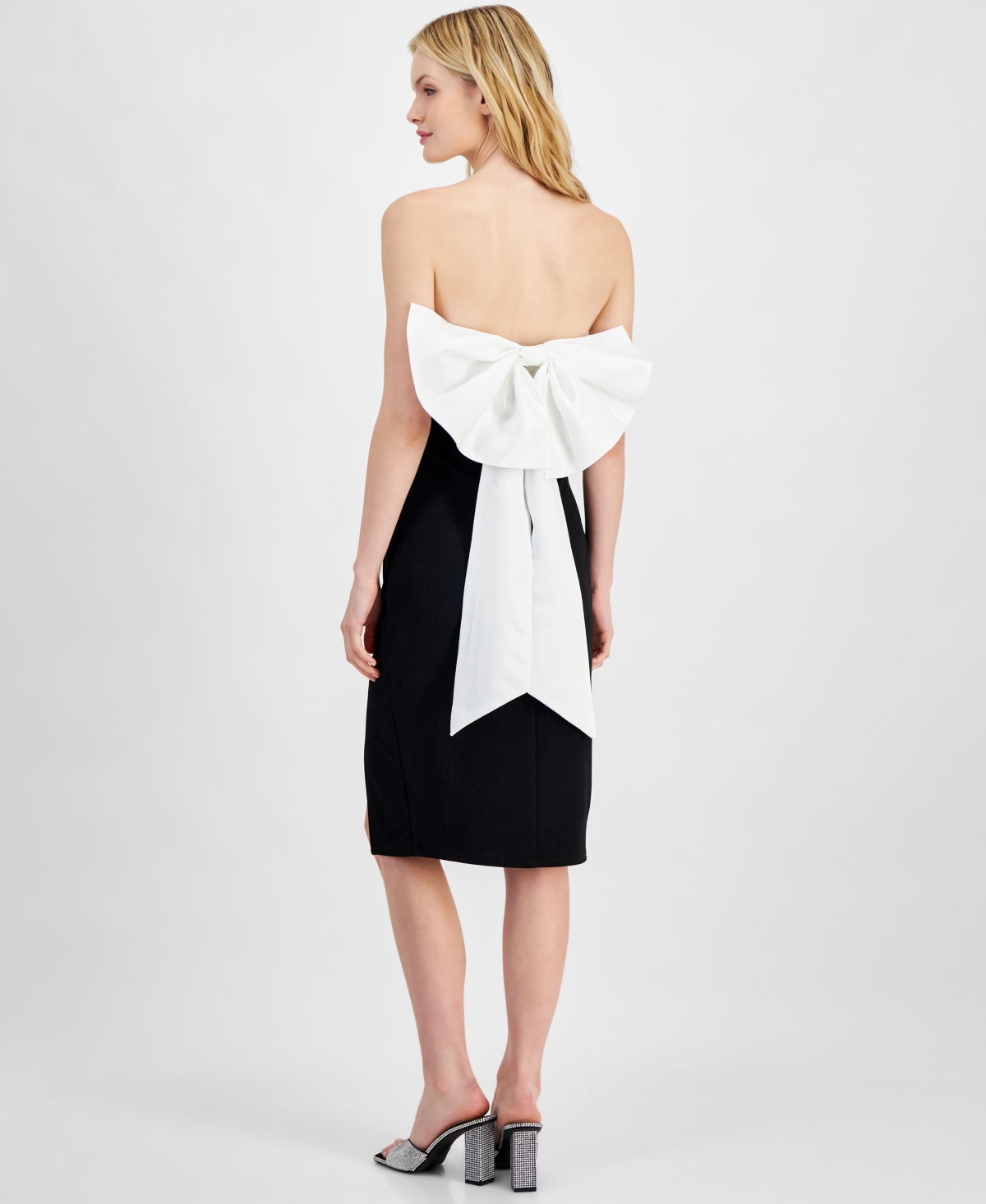City Studios Juniors' Colorblocked Bow-Back Midi Dress -blac