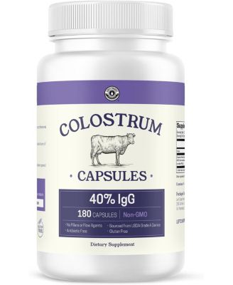 180ct Colostrum Capsules 40% IgG - USA Sourced Bovine Colostrum Powder for Immune Support, Gut Health, Muscle Recovery - No Additives - 90 Servings