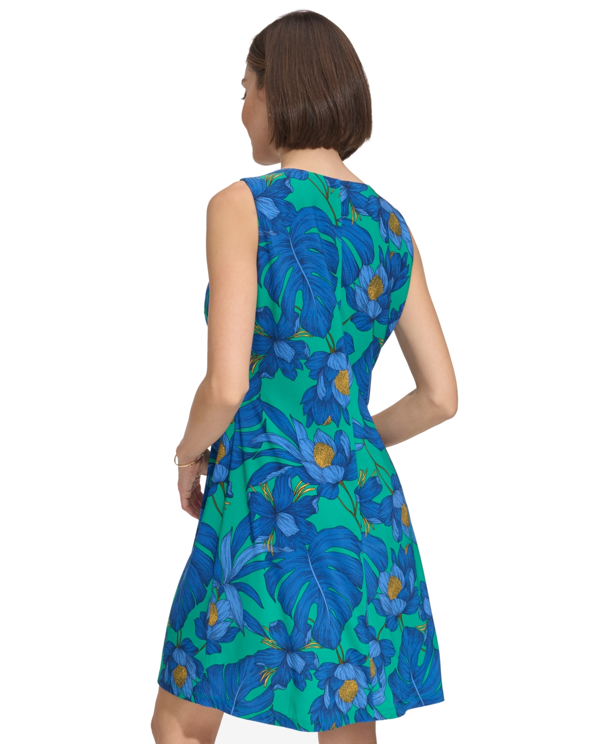 Shop Tommy Hilfiger Women's Printed A-line Dress In Parakeet M