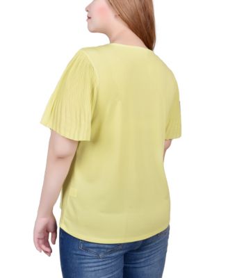 Petite Pleated-Sleeve Top