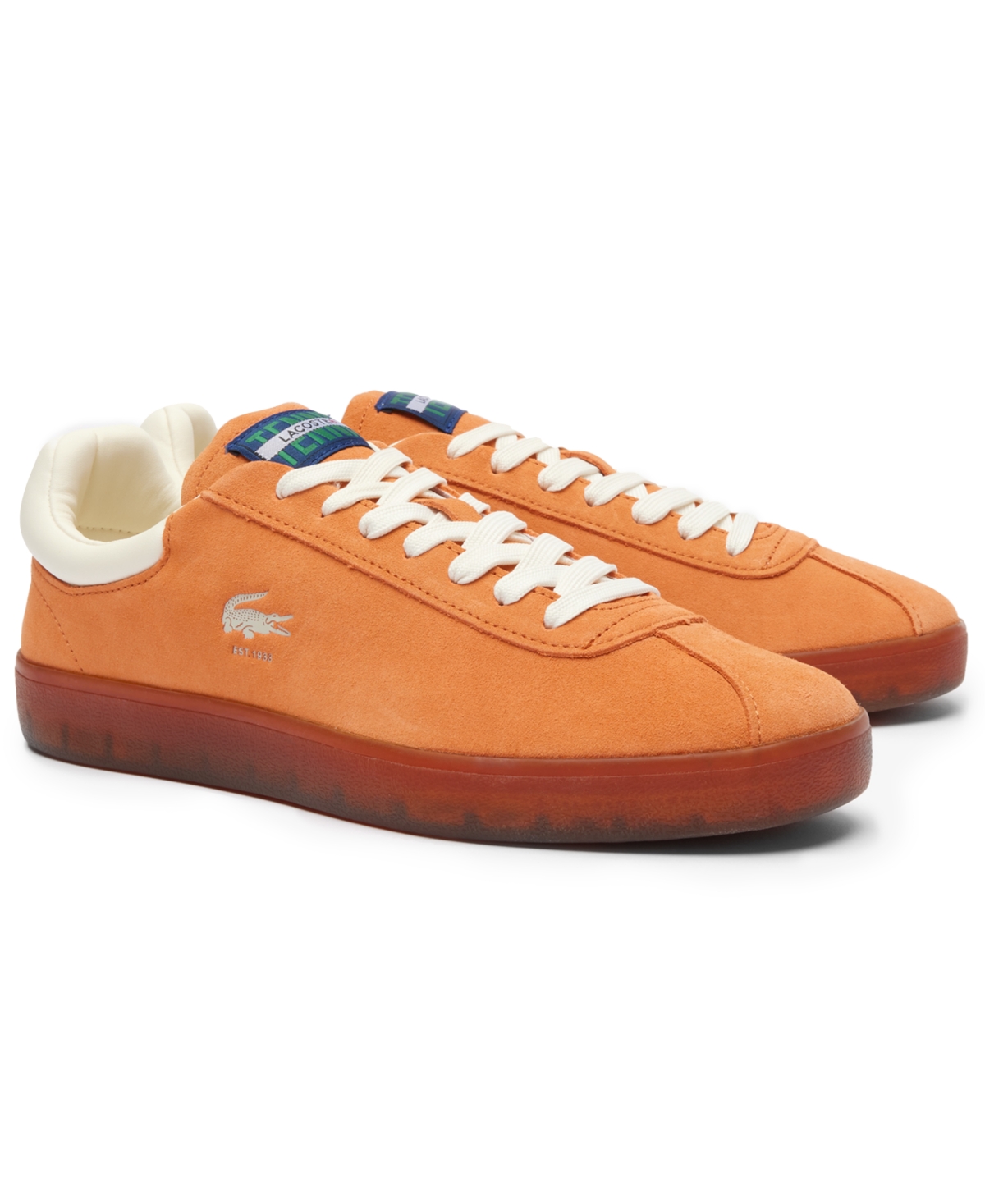 Lacoste Men's Baseshot Lace-up Court Sneakers In Orange,gum