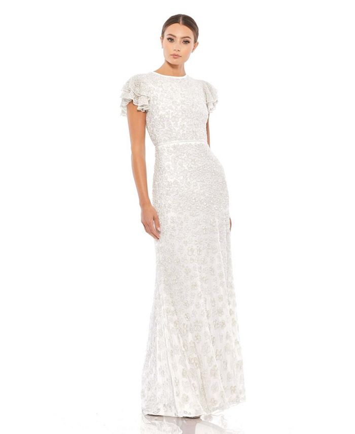 Mac Duggal - Short-Sleeve Sequined Gown