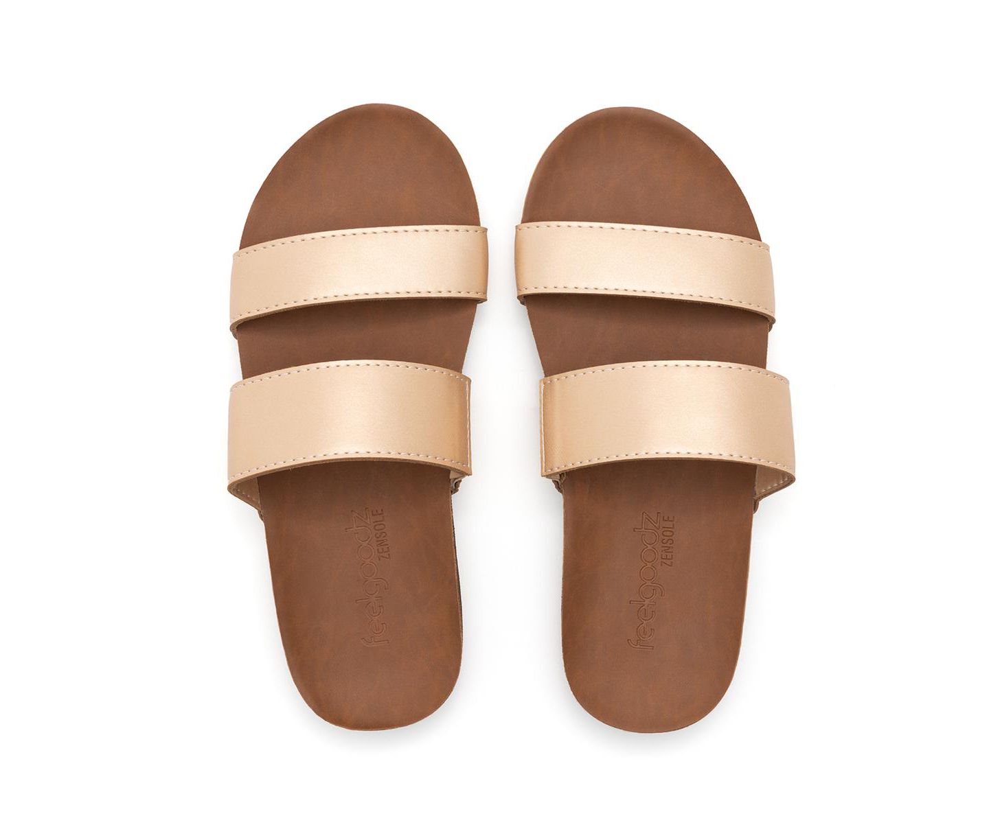 Женские сандалии Feelgoodz Zensole Vistas Faux Leather Double Strap Slide, цвет: Capiz — фото 2