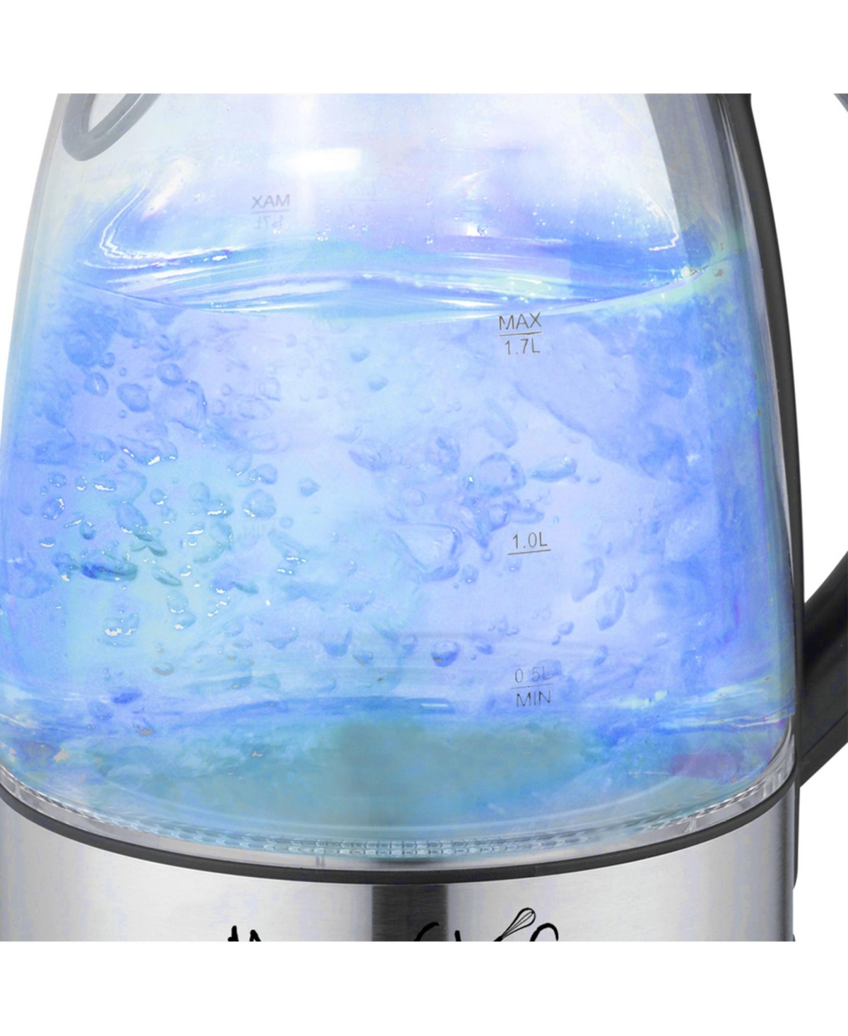 Megachef 1.7l Glass And Stainless Steel Electric Tea Kettle In Clear