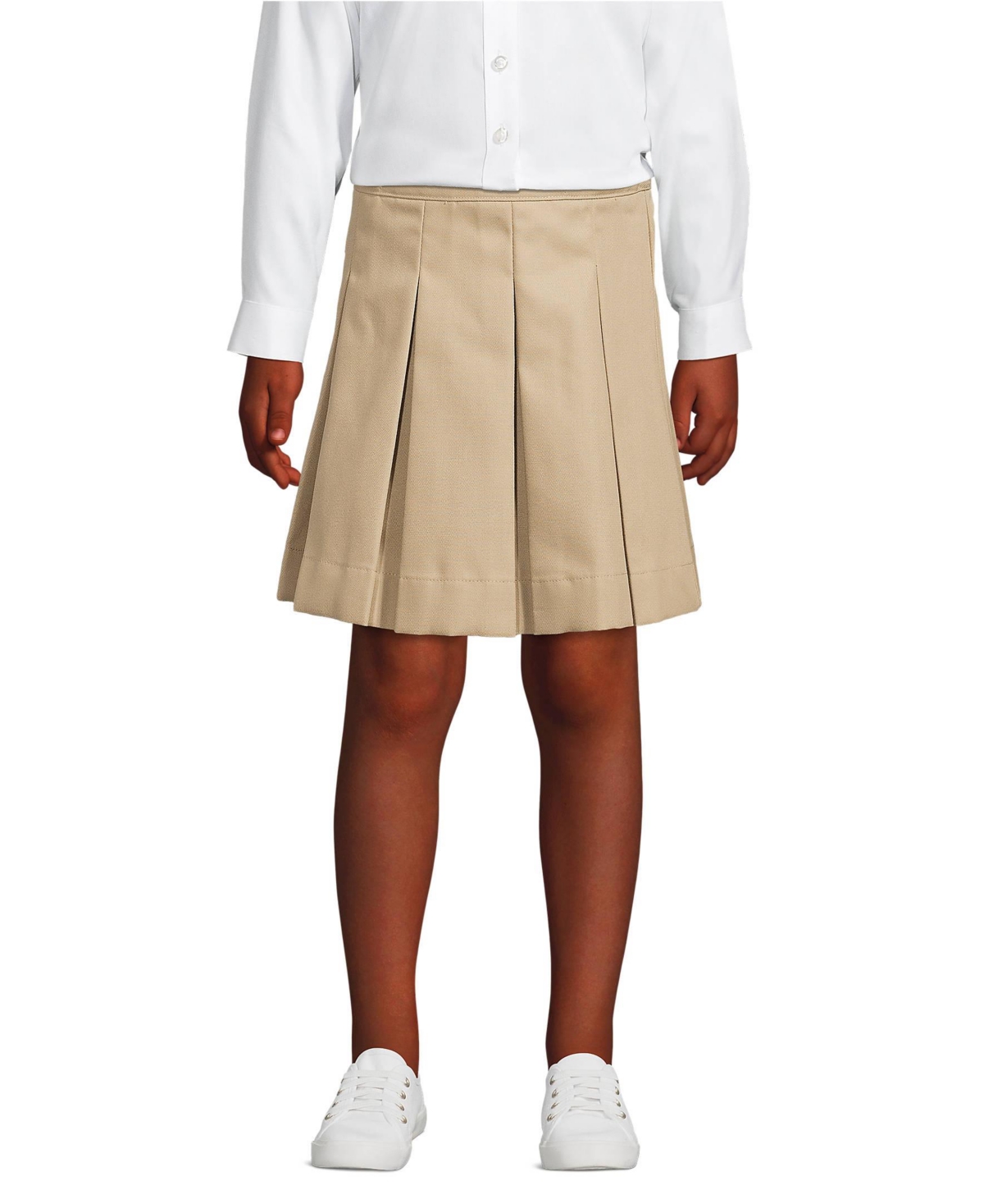 Lands' End Big Girls School Uniform Poly-Cotton Box Pleat Skirt Top of Knee