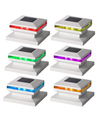 6 Pack Solar LED Post Cap Lights Garden Decor Waterproof Outdoor