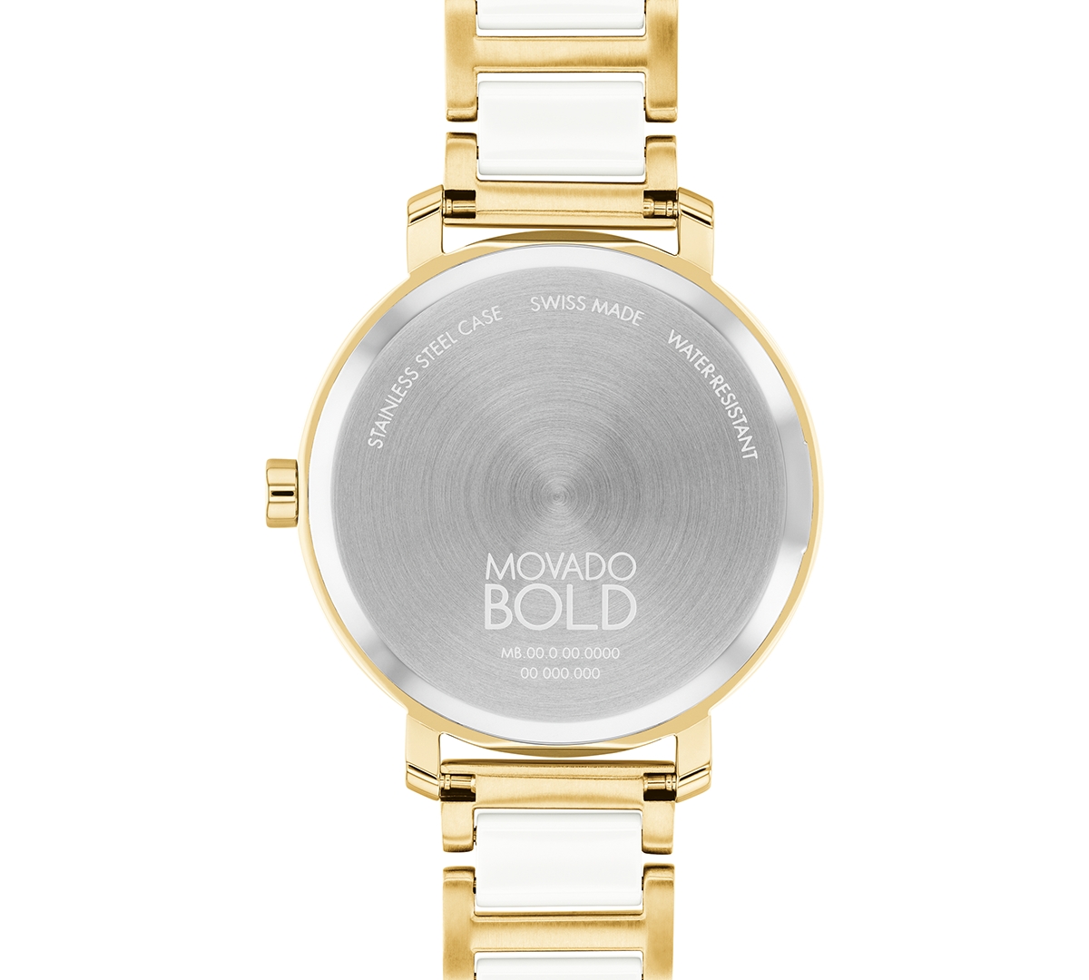 Shop Movado Women's Swiss Bold Evolution 2.0 White Ceramic & Gold Ion Plated Steel Bracelet Watch 34mm In Two-tone