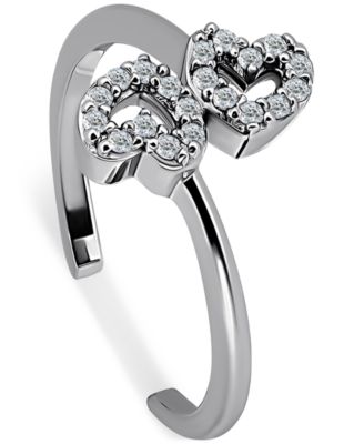 Cubic Zirconia Double Heart Toe Ring