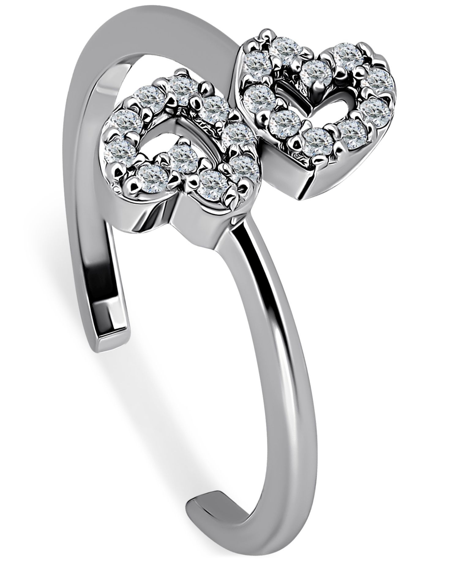Cubic Zirconia Double Heart Toe Ring