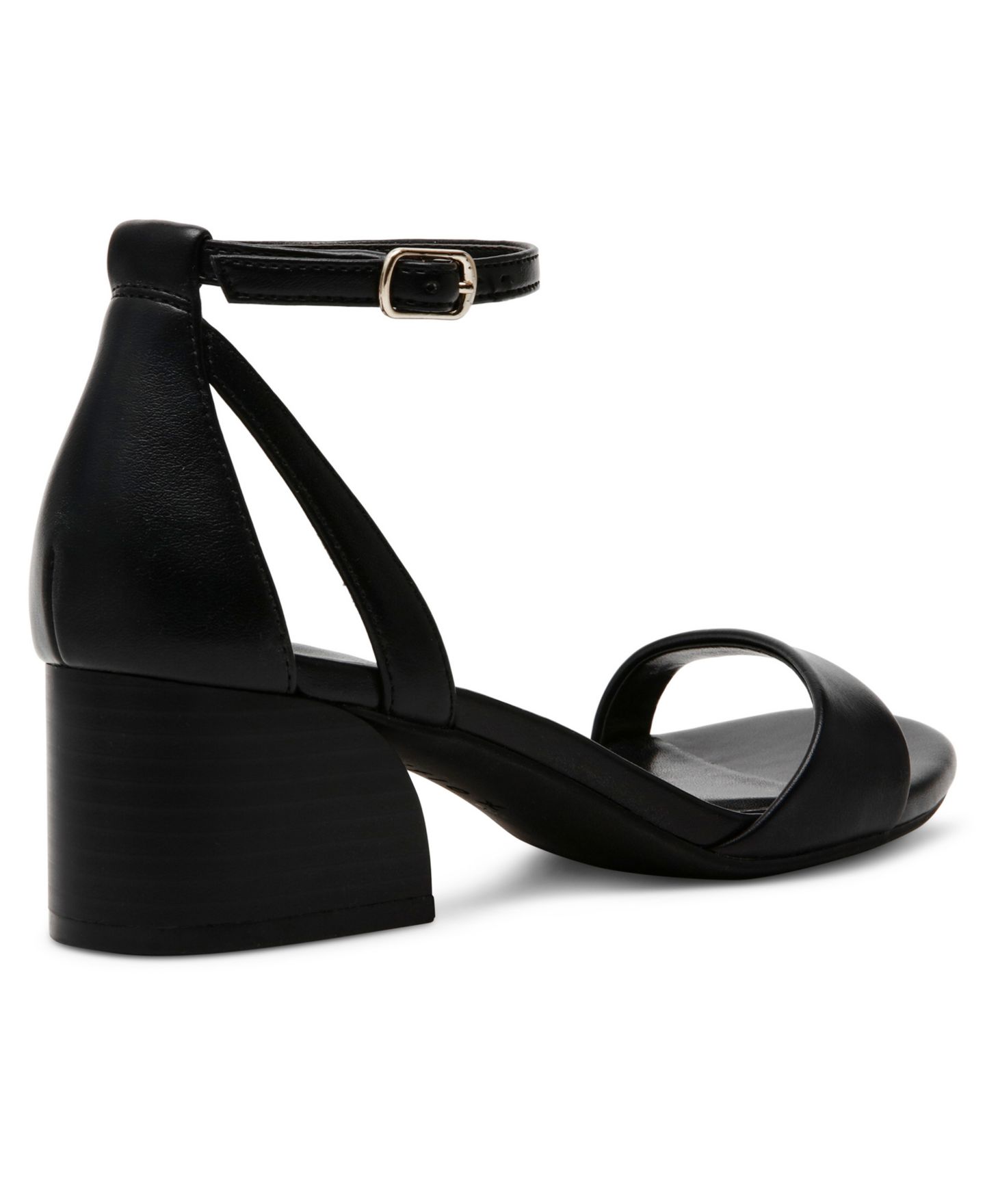 Женские сандалии Anne Klein Mia Ankle Strap Block Heel Dress Sandals, цвет: Чёрный гладкий — фото 6
