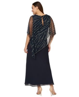 Plus Size Beaded Popover Gown 