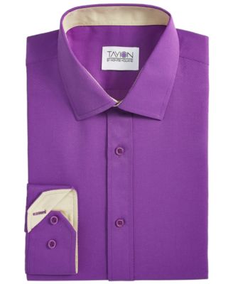 Men's Slim-Fit Gold Trim Solid Dress Shirt