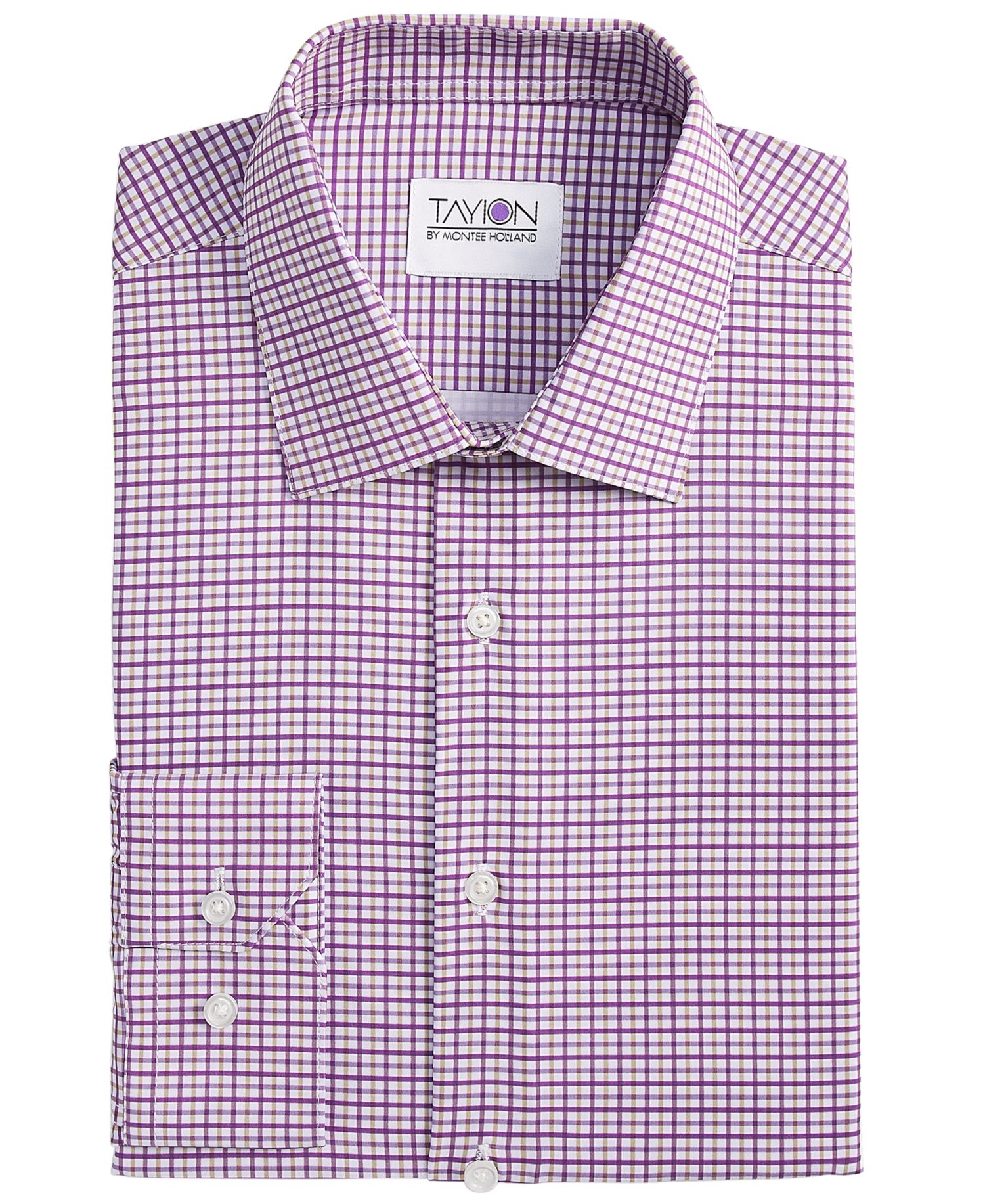 Men's Slim-Fit Plaid Dress Shirt
