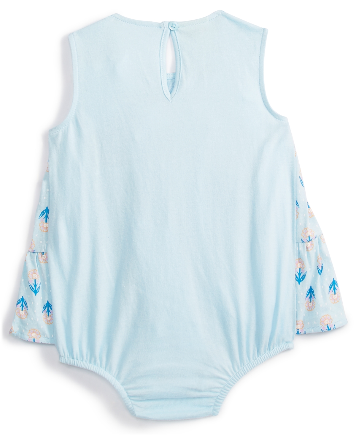 Shop First Impressions Baby Girls Bright Stamp Floral Cotton Sunsuit, Created For Macy's In Oasis Blue