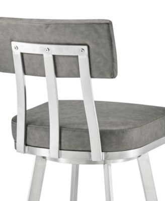Benjamin 30" Swivel Bar Stool in Brushed Stainless Steel with Faux Leather
