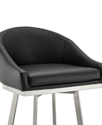 Eleanor 30" Swivel Bar Stool in Brushed Stainless Steel with Faux Leather