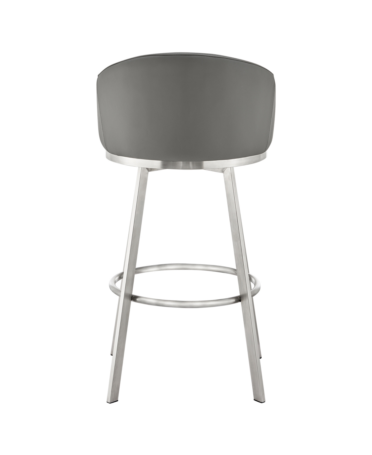 Armen Living Eleanor 30in Swivel Bar Stool In Gray,brushed Stainless Steel