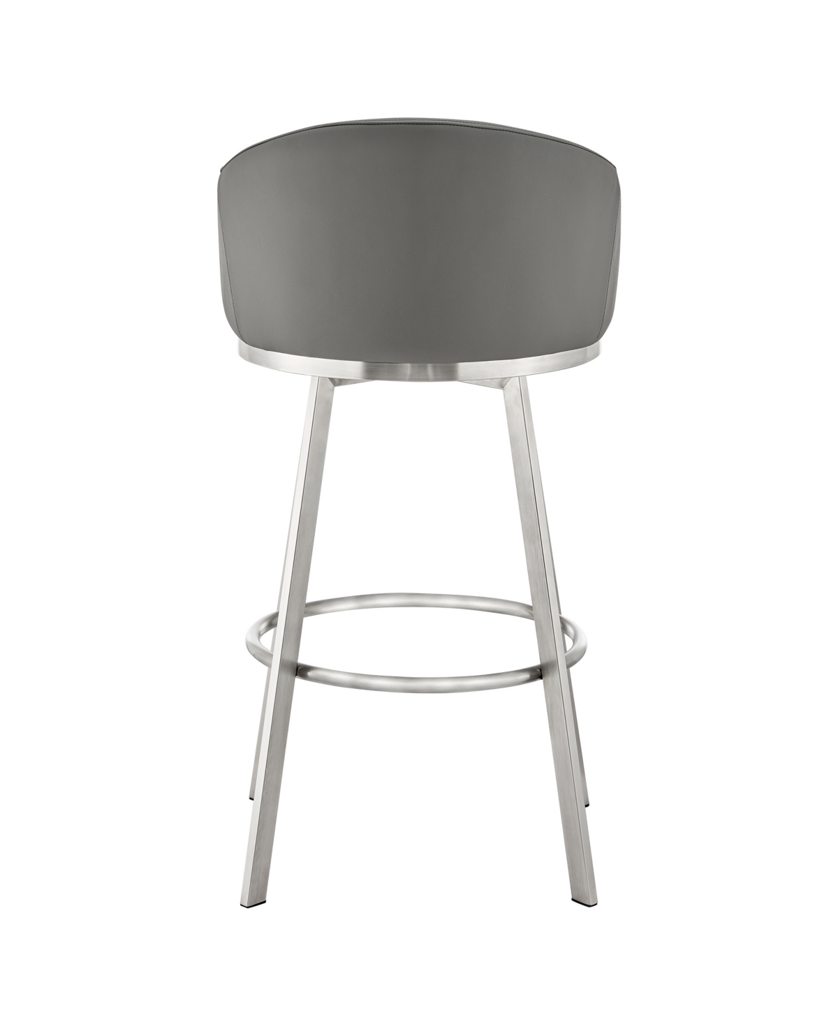 Shop Armen Living Eleanor 30" Swivel Bar Stool In Brushed Stainless Steel With Faux Leather In Gray,brushed Stainless Steel