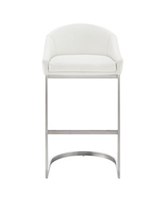 Katherine 30" Bar Stool in Brushed Stainless Steel with Faux Leather