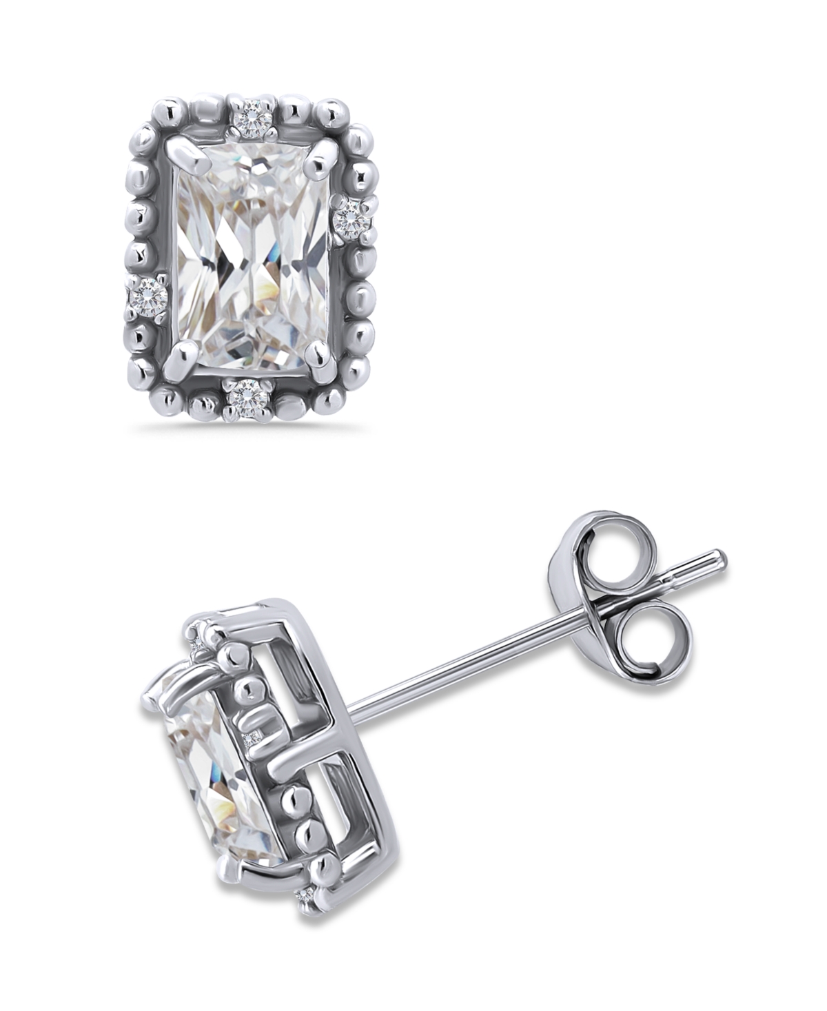 Shop Giani Bernini Cubic Zirconia Bead Frame Stud Earrings In 18k Gold-plated Sterling Silver, Created For Macy's