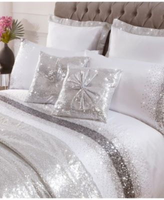 Hollywood Bow Sequin Rouched Pair of Bedroom Cushions