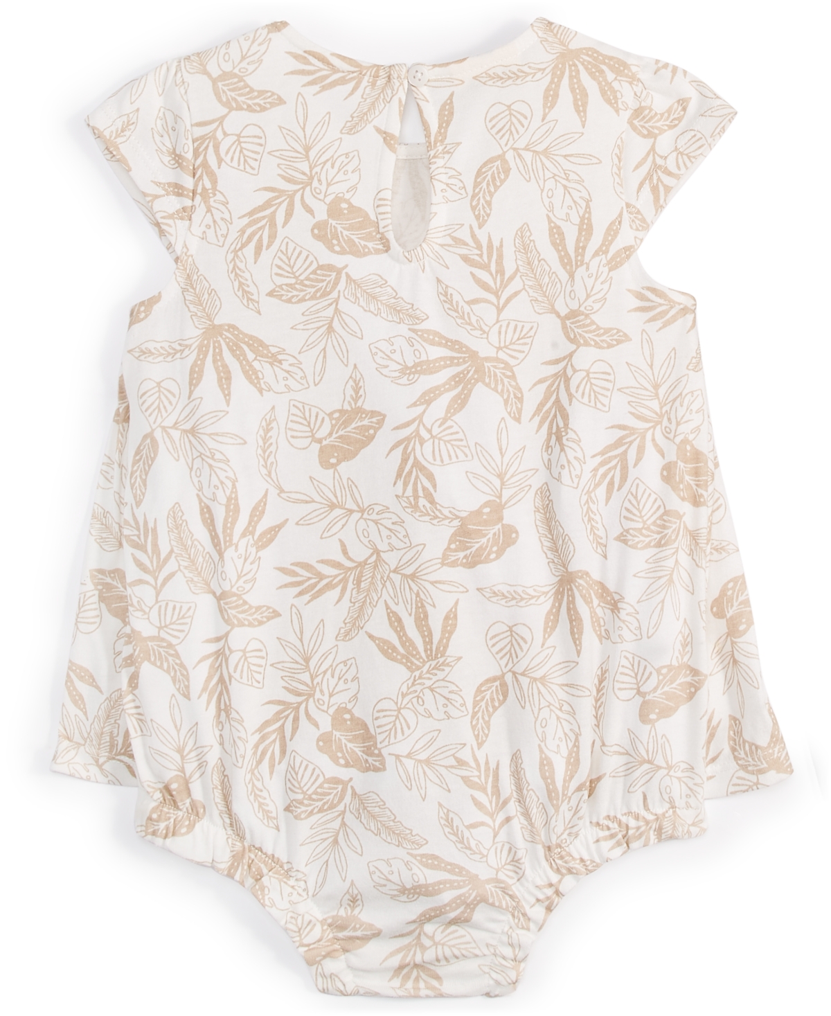 Shop First Impressions Baby Girls Summer Chic Botanical-print Sunsuit, Created For Macy's In Angel White,tan