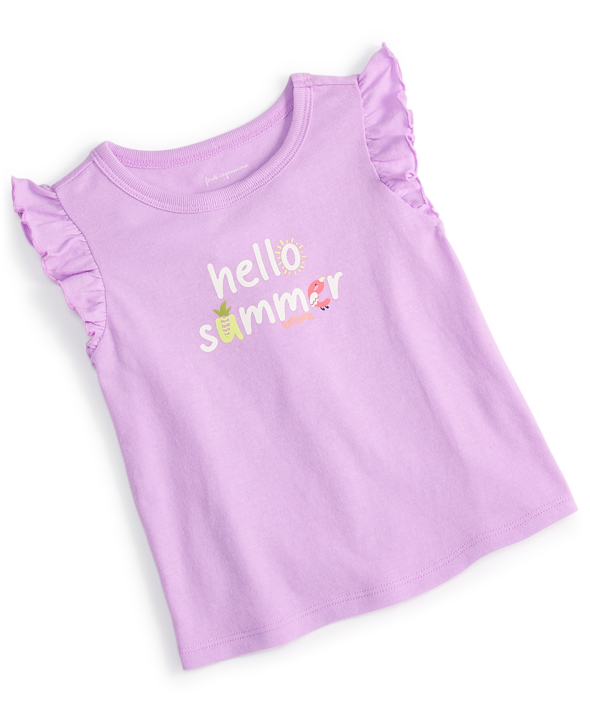 Shop First Impressions Baby Girls Hello Summer Puff Graphic T-shirt, Created For Macy's In Lavender Rose