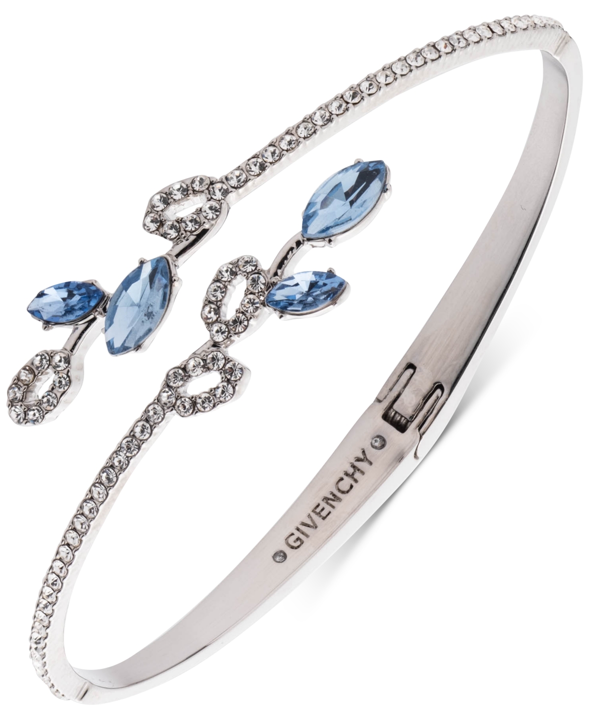 Shop Givenchy Pave & Color Crystal Bypass Bangle Bracelet In Grotto Blu