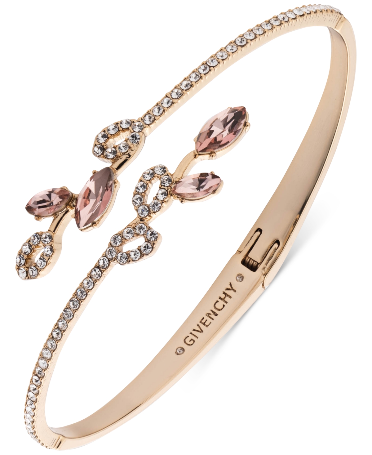 Shop Givenchy Pave & Color Crystal Bypass Bangle Bracelet In Light Pink
